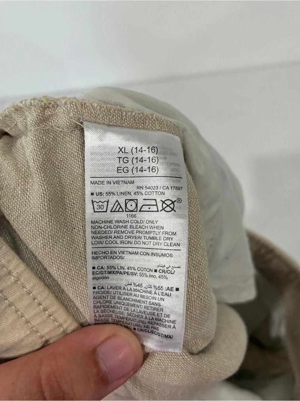 Gap Kids Boys Linen Dock Shorts Light Tan Size XL 14/16- Elastic Waist